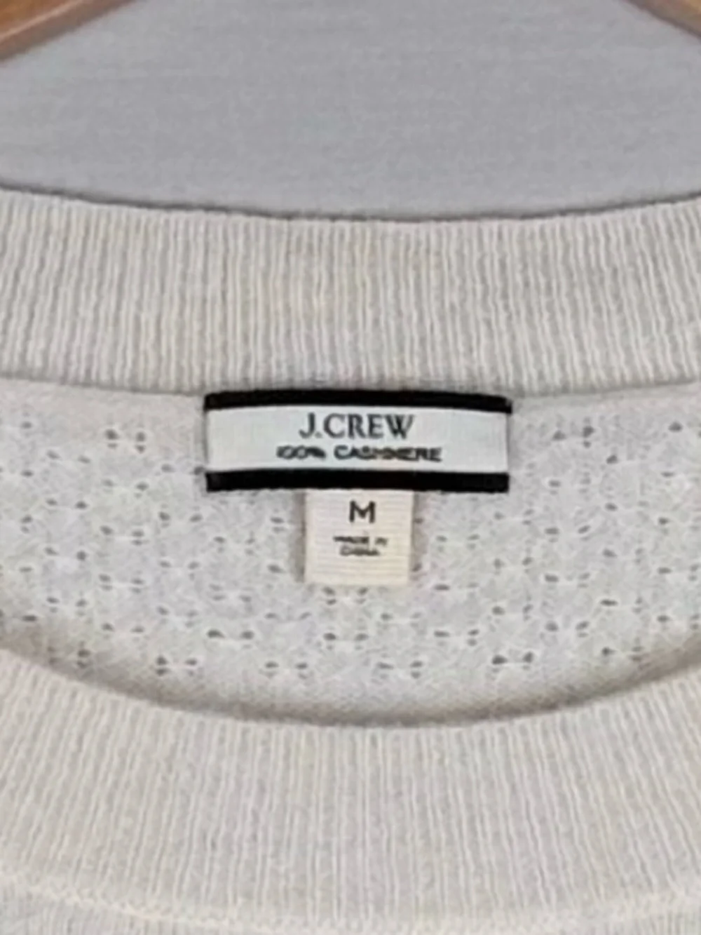 J.Crew 100% Cashmere Pointelle Diamond Knit Sweater Ivory Medium